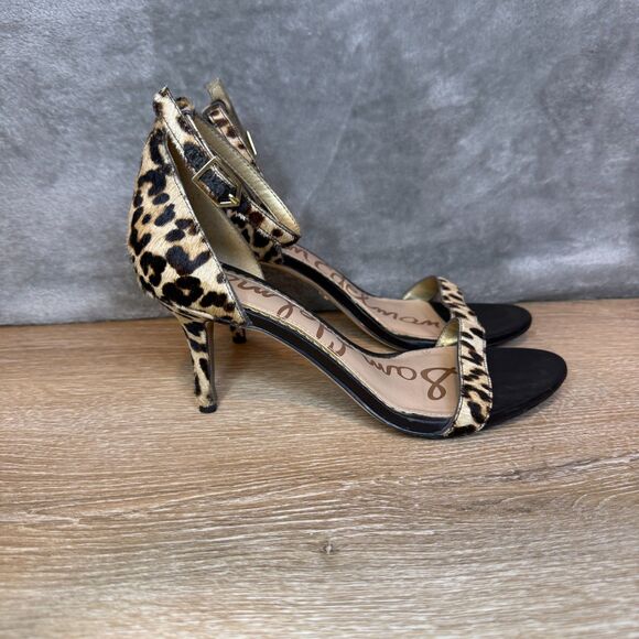 Sam Edelman Patti Open Toe Leopard Print Calf Hair High Heels Sandals Size 6 - Picture 3 of 13